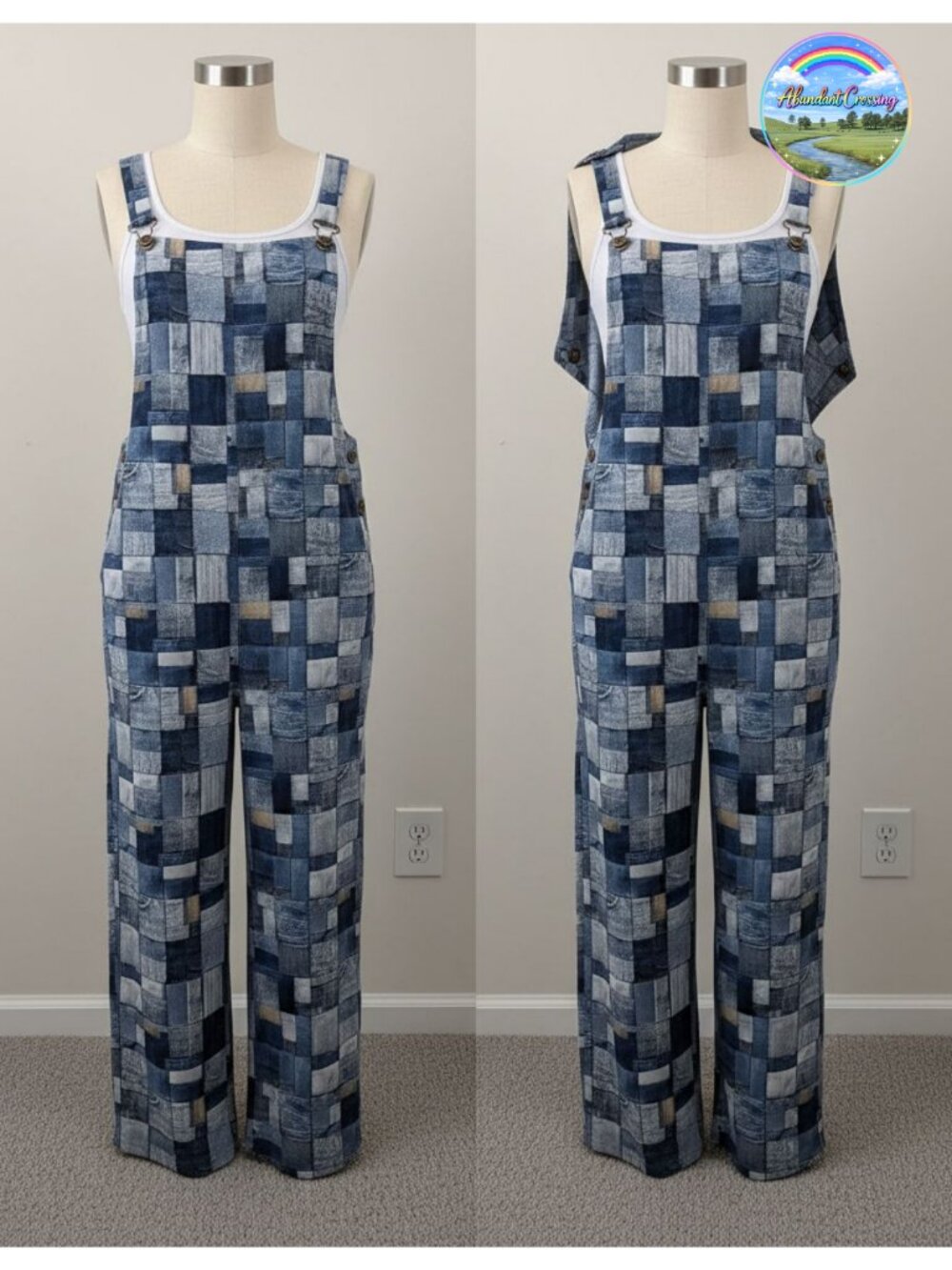 Ekouaer Overalls for Women Loose Wide Leg Jumpsuit 100% Polyester Adjustable